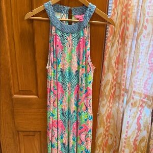 Lilly Pulitzer Colorful Coral Fish Halter Front Maxi Dress